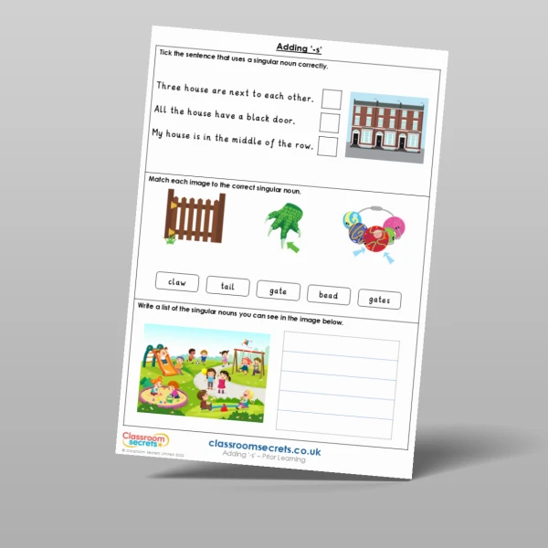 An image of the Adding '-s' Prior Learning Resource