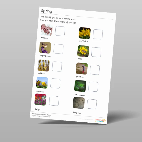 An image of the Signs of Spring Checklist Resource