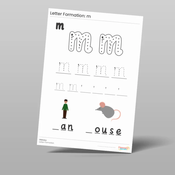 An image of the Letter Formation Worksheet: m Resource