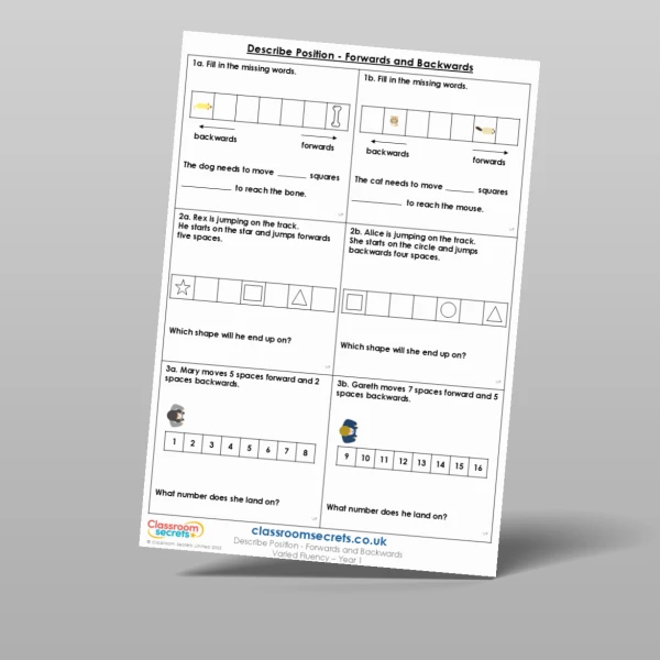 An image of the Describe Position - Forwards and Backwards Varied Fluency Resource