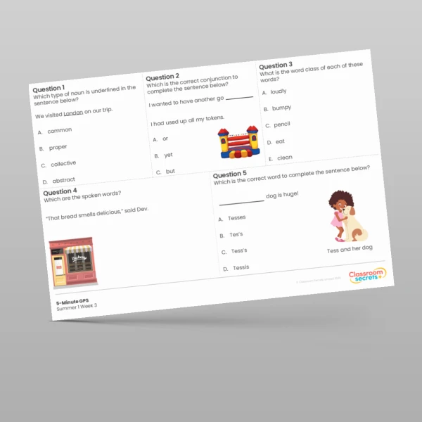 An image of the 5-Minute GPS Summer 1 Week 3 Resource