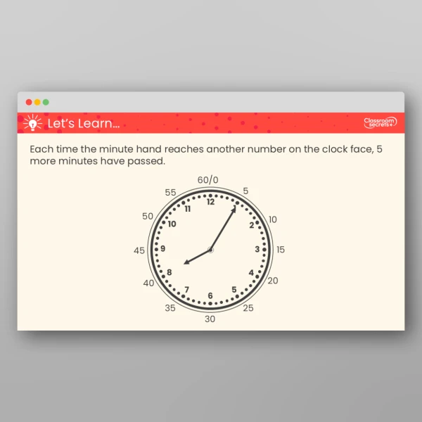 An image of the Tell the Time to 5 Minutes Teaching PPT Resource