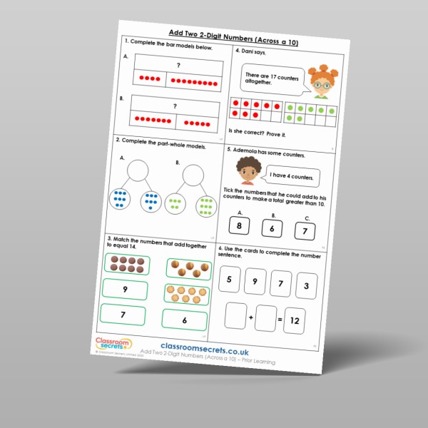 Year 2 Add Two 2 Digit Numbers Across A 10 Prior Learning Resource ...