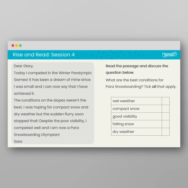 An image of the Rise and Read Paralympic Winter Games Resource