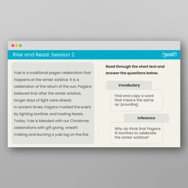 An image of the Rise and Read Winter Solstice Resource