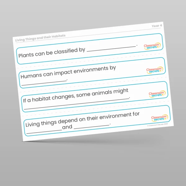 An image of the Living Things and their Habitats Stem Sentences Resource