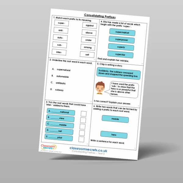 An image of the Consolidating Prefixes Mixed Activity Resource