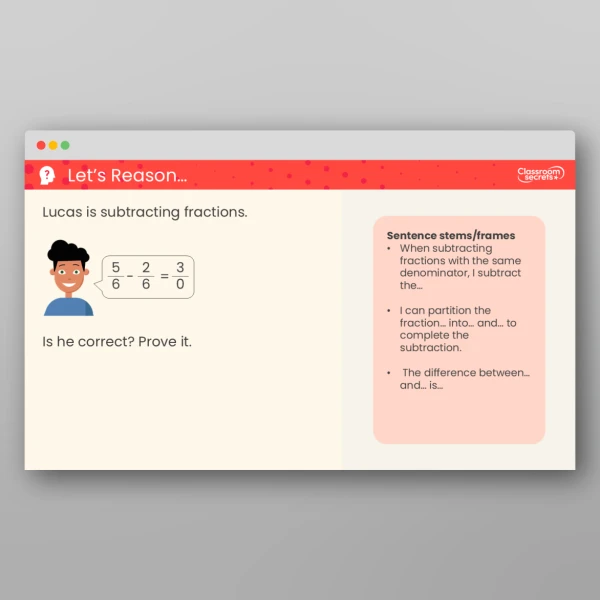 An image of the Subtract Two Fractions Teaching PPT Resource