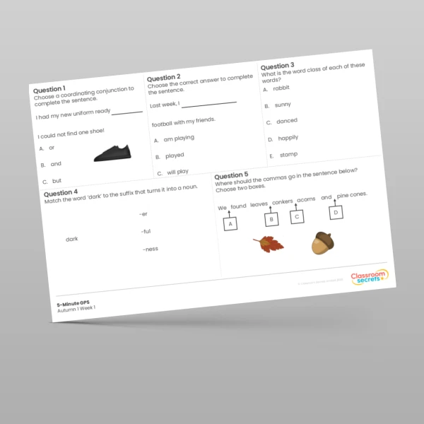 An image of the Free 5-Minute GPS Autumn 1 Week 1 Resource
