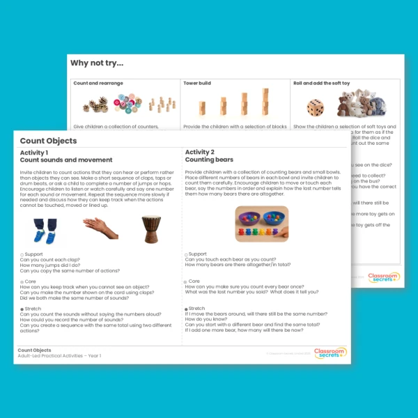 Year 1 Count Objects Place Value within 10 Practical Activities