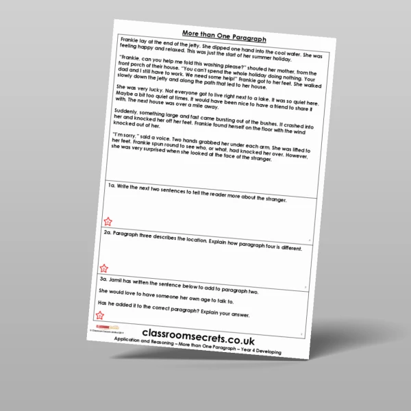 An image of the More than One Paragraph Application and Reasoning Resource