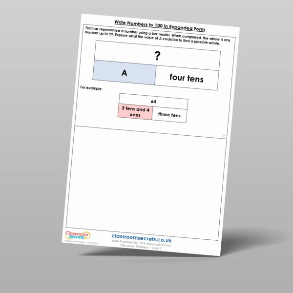 An image of the Write Numbers to 100 in Expanded Form Discussion Problem Resource