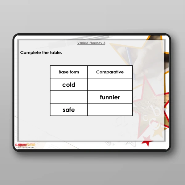 An image of the Suffixes for Comparative Adjectives Modelling PPT Resource