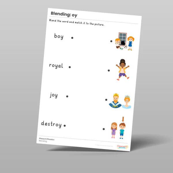 An image of the Phonics Blending Activities: oy Resource