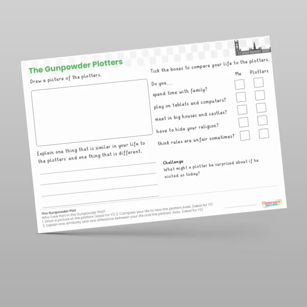 An image of the The Gunpowder Plot Who Took Part in the Gunpowder Plot? Worksheet Resource