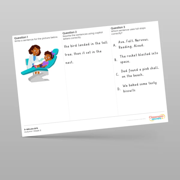 An image of the 5-Minute GPS Autumn 1 Week 6 Resource