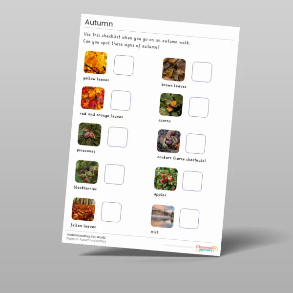 An image of the Autumn Signs of Autumn Checklist Resource