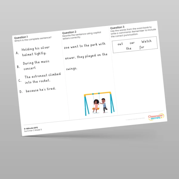 An image of the 5-Minute GPS Summer 2 Week 6 Resource