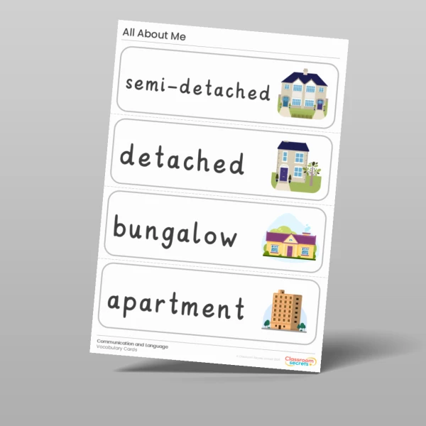 An image of the All About Me Vocabulary Cards Resource