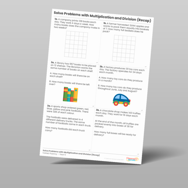 Year 5 Solve Problems With Multiplication And Division Recap Varied ...
