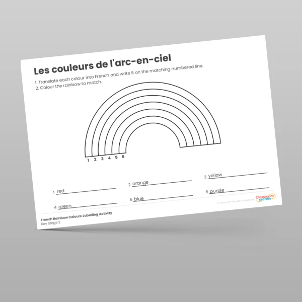 An image of the French Rainbow Colours Labelling Activity Resource