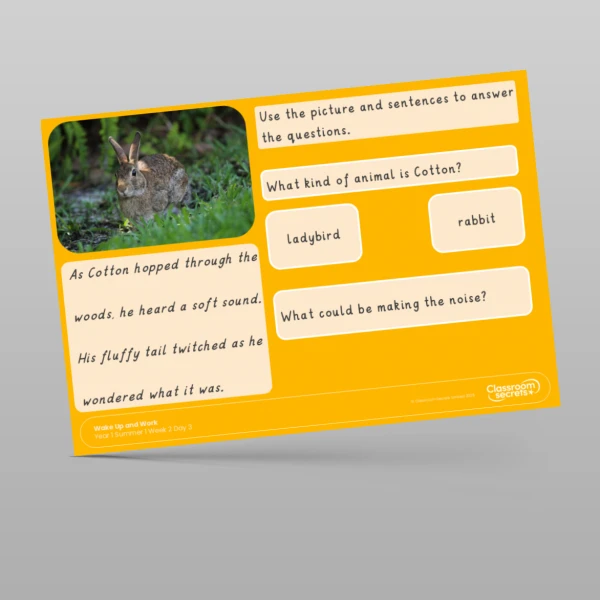 An image of the Summer 1 Week 2 Wake Up and Work Resource