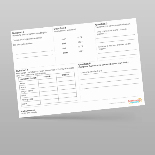 An image of the 5-Minute French Family and Friends Resource