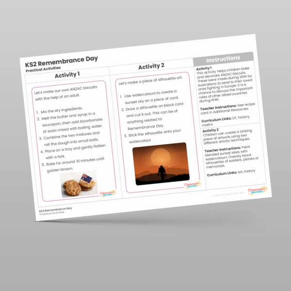 An image of the Remembrance Activities Resource
