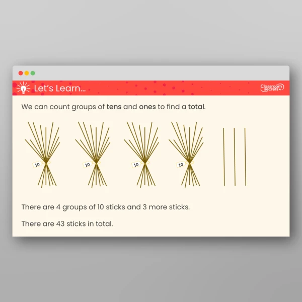 An image of the Groups of Tens and Ones Teaching PPT Resource