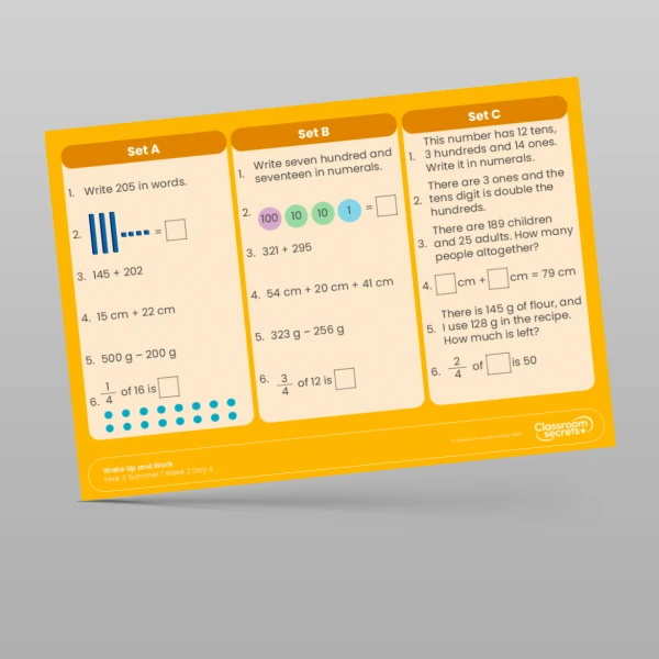 An image of the Summer 1 Week 2 Wake Up and Work Resource