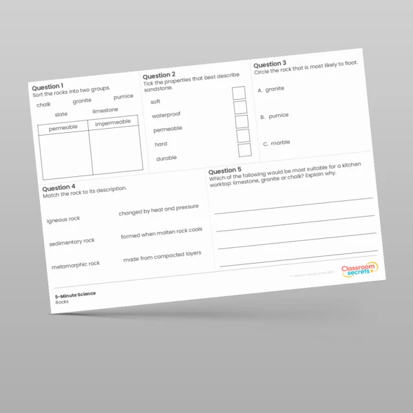 An image of the Rocks 5-Minute Science Resource