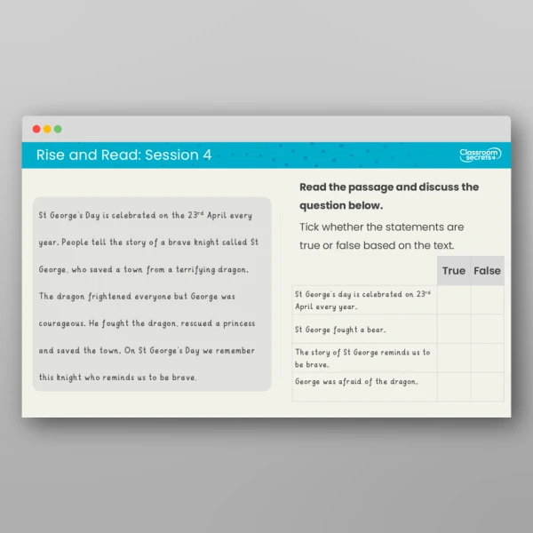 An image of the Rise and Read St George's Day Resource