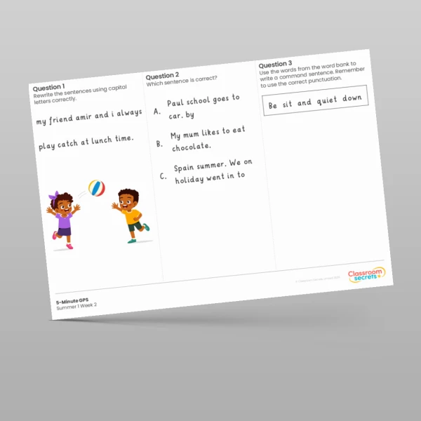 An image of the Free 5-Minute GPS Summer 1 Week 2 Resource