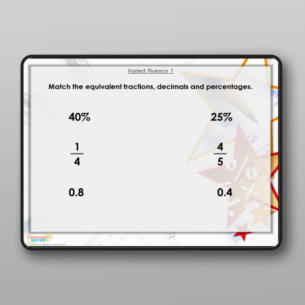Year 5 Equivalent Fractions Decimals And Percentages Modelling Ppt ...