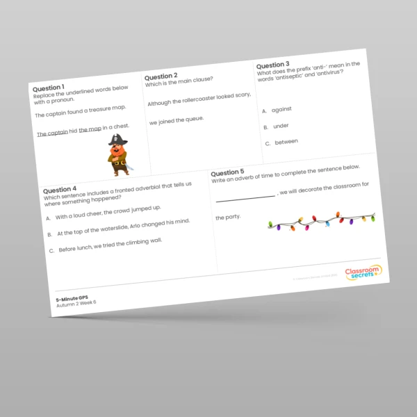 An image of the 5-Minute GPS Autumn 2 Week 6 Resource