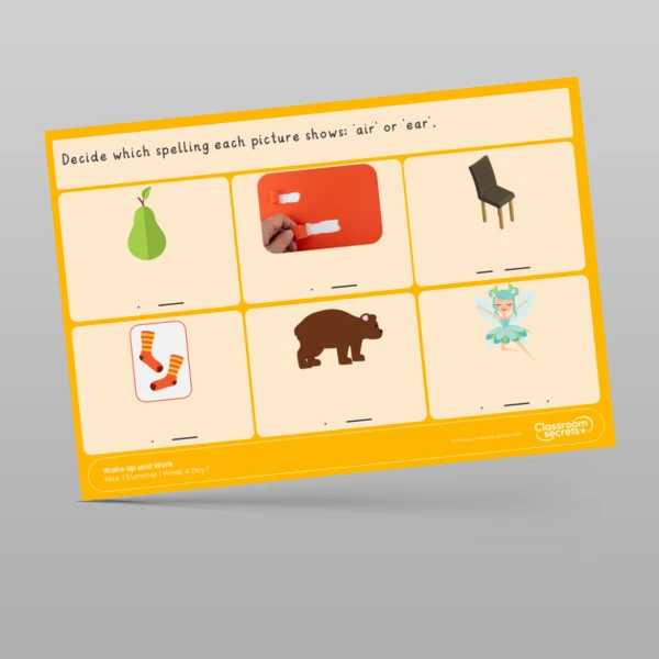 An image of the Summer 1 Week 4 Wake Up and Work Resource