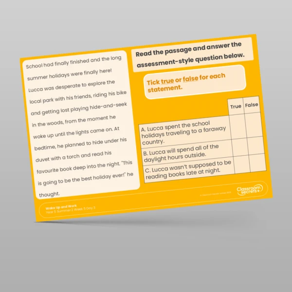 An image of the Summer 2 Week 5 Wake Up and Work Resource