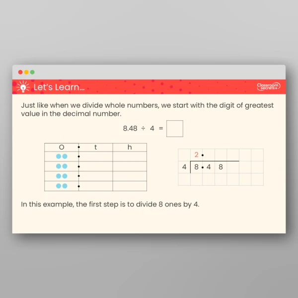 An image of the Divide Decimals by Integers Teaching PPT Resource