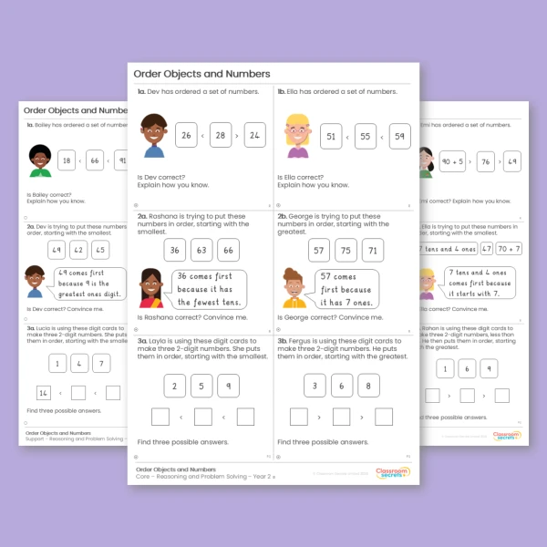 An image of the Order Objects and Numbers Reasoning and Problem Solving Resource