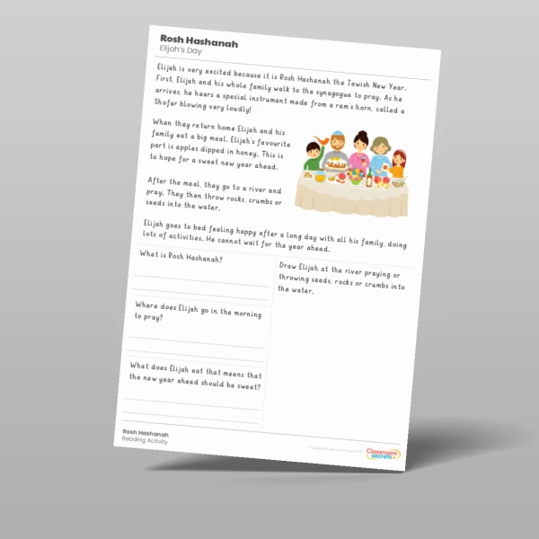 An image of the Rosh Hashanah Reading Activity Resource