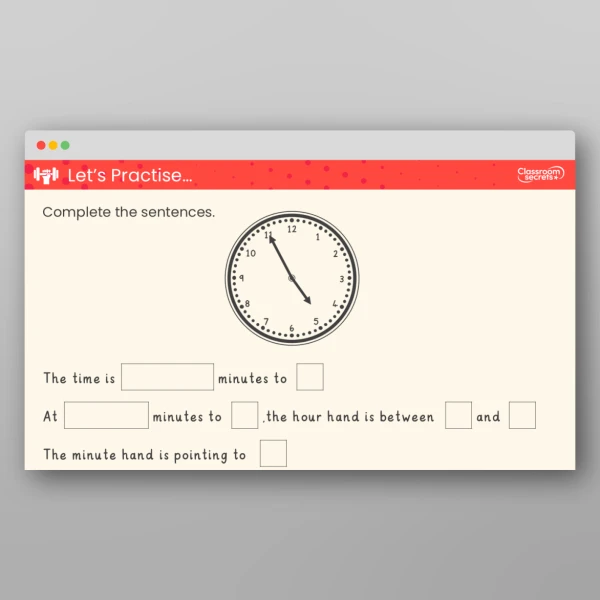 An image of the Tell the Time to the Hour Teaching PPT Resource