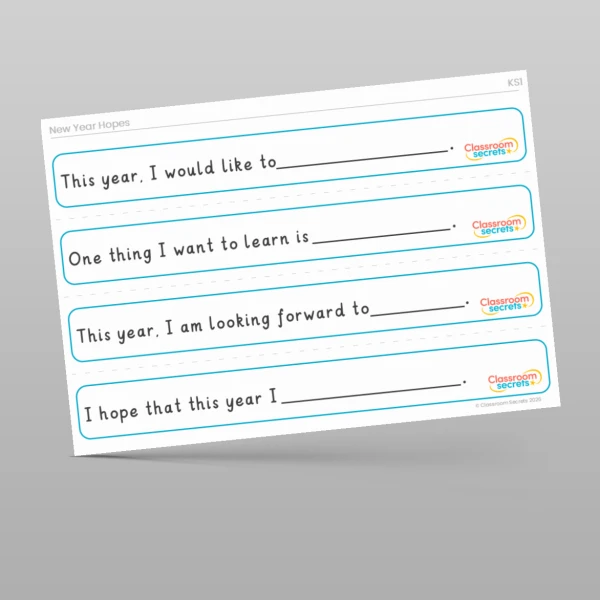 An image of the New Year Hopes Stem Sentences Resource