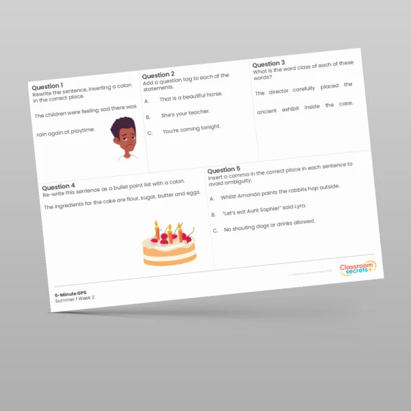 An image of the 5-Minute GPS Summer 1 Week 2 Resource