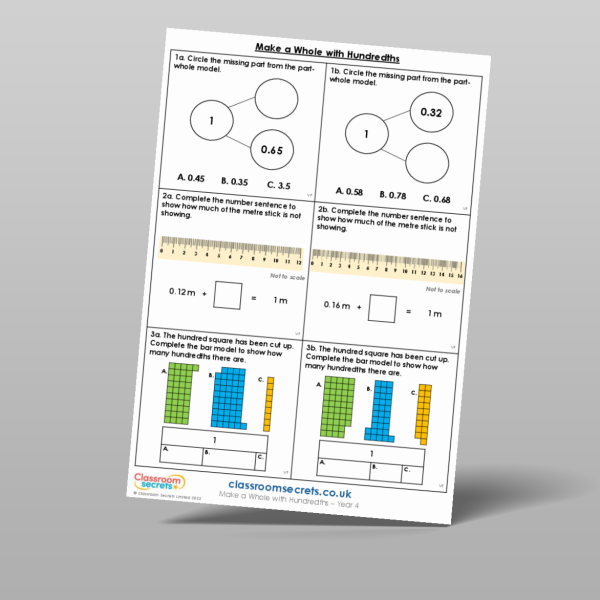 Year 4 Make A Whole With Hundredths Varied Fluency Resource | Classroom ...