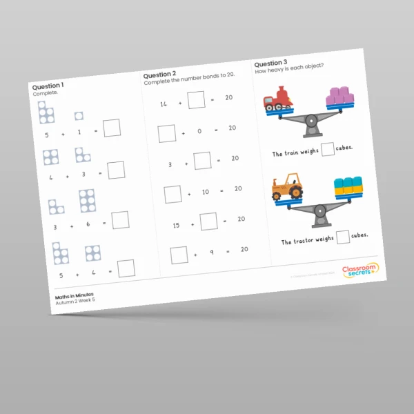An image of the Autumn 2 Week 5 Maths in Minutes Resource