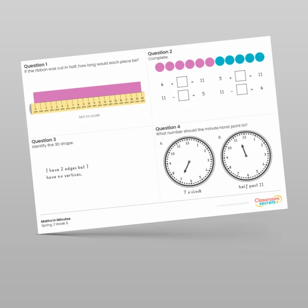 An image of the Spring 2 Week 6 Maths in Minutes Resource