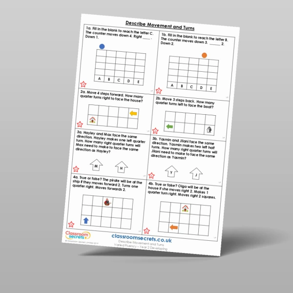 An image of the Describe Movement and Turns Varied Fluency Resource