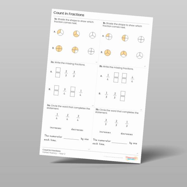 Year 2 Count In Fractions Varied Fluency Resource | Classroom Secrets