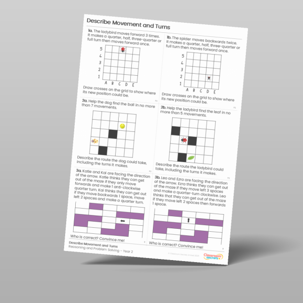Year 2 Describe Movement And Turns Reasoning And Problem Solving 2 ...