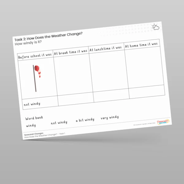 An image of the Lesson 1: How Windy is it? Worksheet Resource
